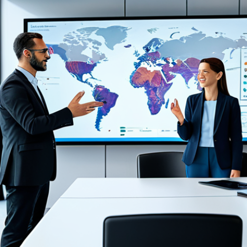 A diverse group of professionals, fully clothed in modest business attire, gathered in a futuristic virtual meeting room. They are actively interacting with holographic 3D models and large interactive screens, showcasing global collaboration without physical travel. The environment is sleek, modern, and illuminated by soft, natural light, emphasizing innovation and connectivity. Focus on their engaged expressions and professional, collaborative gestures. safe for work, appropriate content, fully clothed, professional, perfect anatomy, correct proportions, natural pose, well-formed hands, proper finger count, high-resolution professional photography.