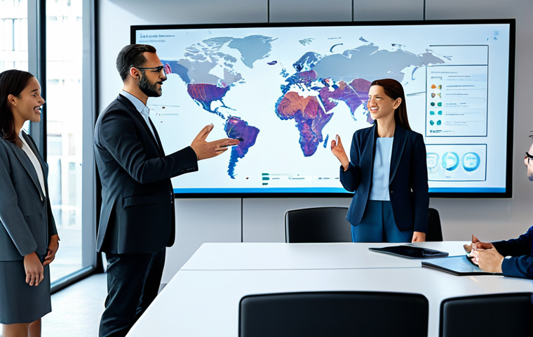A diverse group of professionals, fully clothed in modest business attire, gathered in a futuristic virtual meeting room. They are actively interacting with holographic 3D models and large interactive screens, showcasing global collaboration without physical travel. The environment is sleek, modern, and illuminated by soft, natural light, emphasizing innovation and connectivity. Focus on their engaged expressions and professional, collaborative gestures. safe for work, appropriate content, fully clothed, professional, perfect anatomy, correct proportions, natural pose, well-formed hands, proper finger count, high-resolution professional photography.