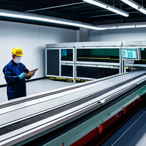 A wide, professional shot of a modern, clean waste sorting facility in a vibrant European city. Advanced robotic arms with optical scanners are precisely identifying and separating various recycled materials on high-speed conveyor belts. The facility is brightly lit with energy-efficient LED lights, showcasing a highly automated and efficient process. A professional, fully clothed technician in modest work attire is monitoring the operations from a control room, reflecting innovation and progress in sustainable resource management. This image emphasizes precision and technological advancement in waste transformation. Safe for work, appropriate content, fully clothed, professional dress, perfect anatomy, correct proportions, natural pose, well-formed hands, proper finger count, natural body proportions, high-quality, professional photography.